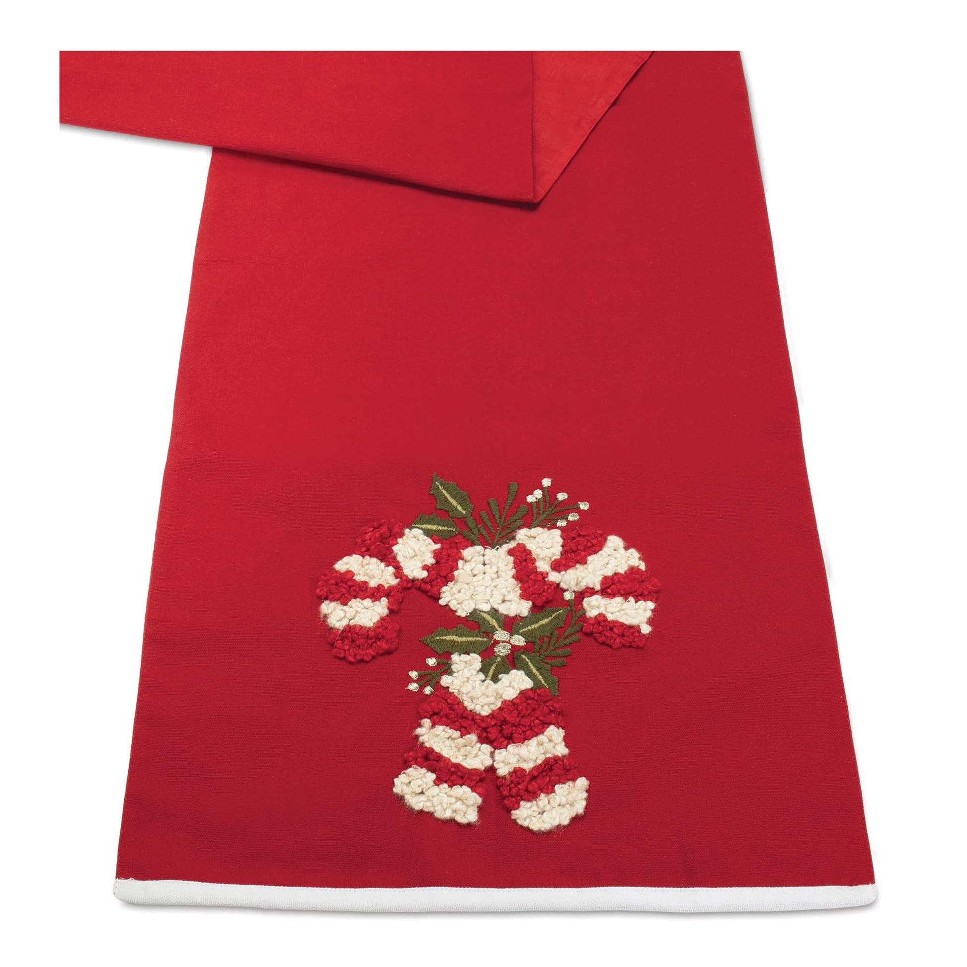 Embroidered Candy Cane Table Runner 72"L