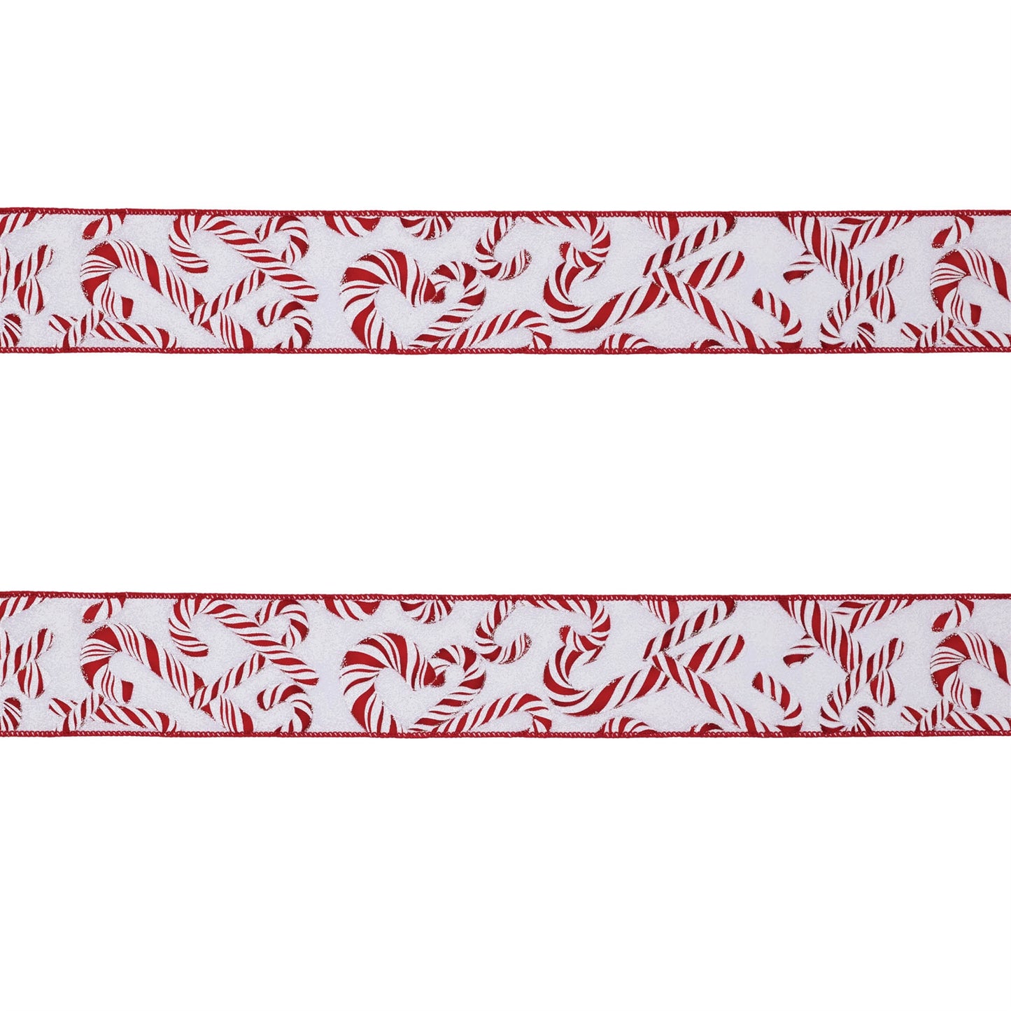 Candy Cane Print Wired Ribbon (Set of 2)