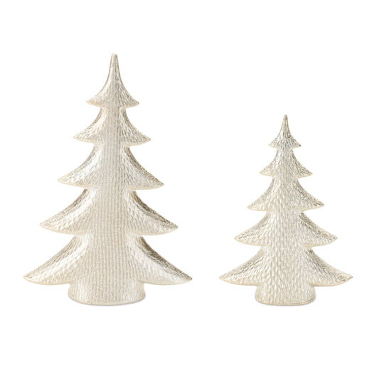 Porcelain Shimmer Pine Tree (Set of 2)