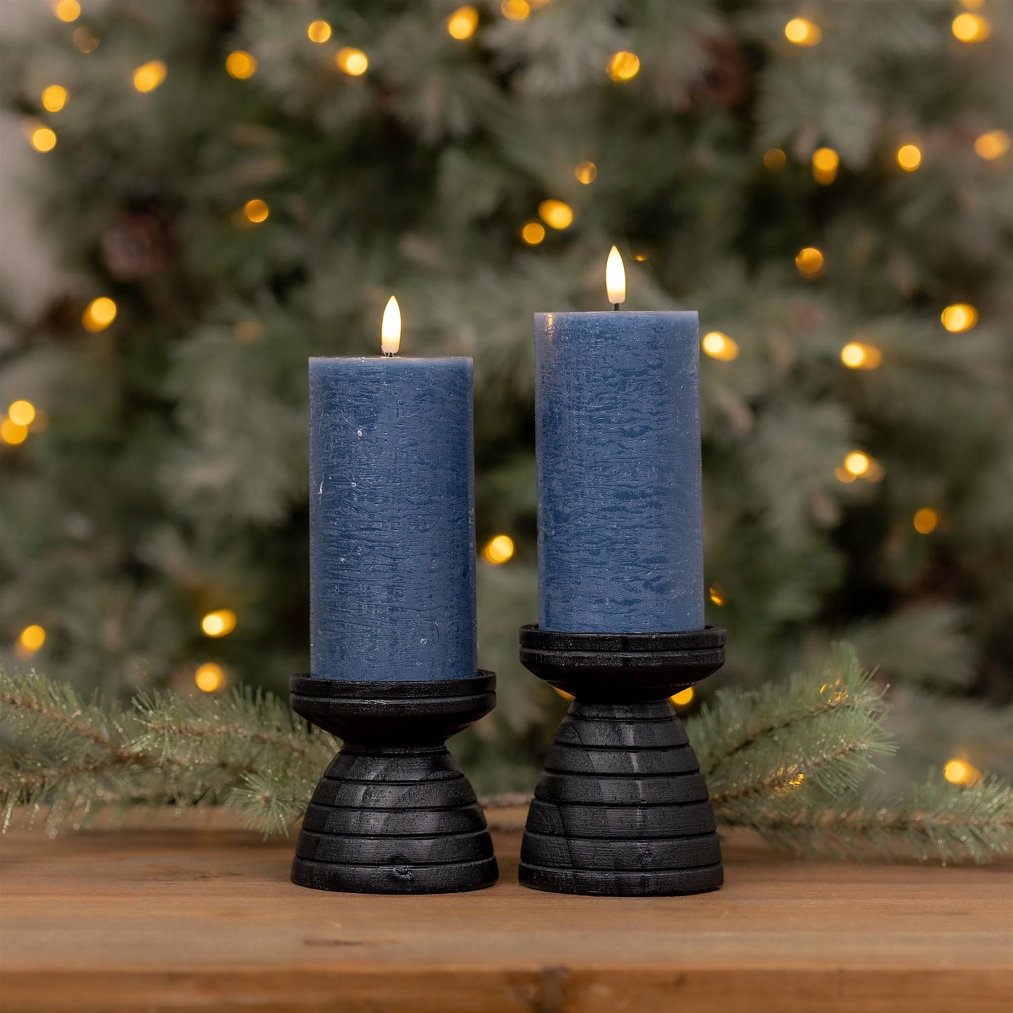 FIA Wick Blue Pillar Candle (Set of 2)