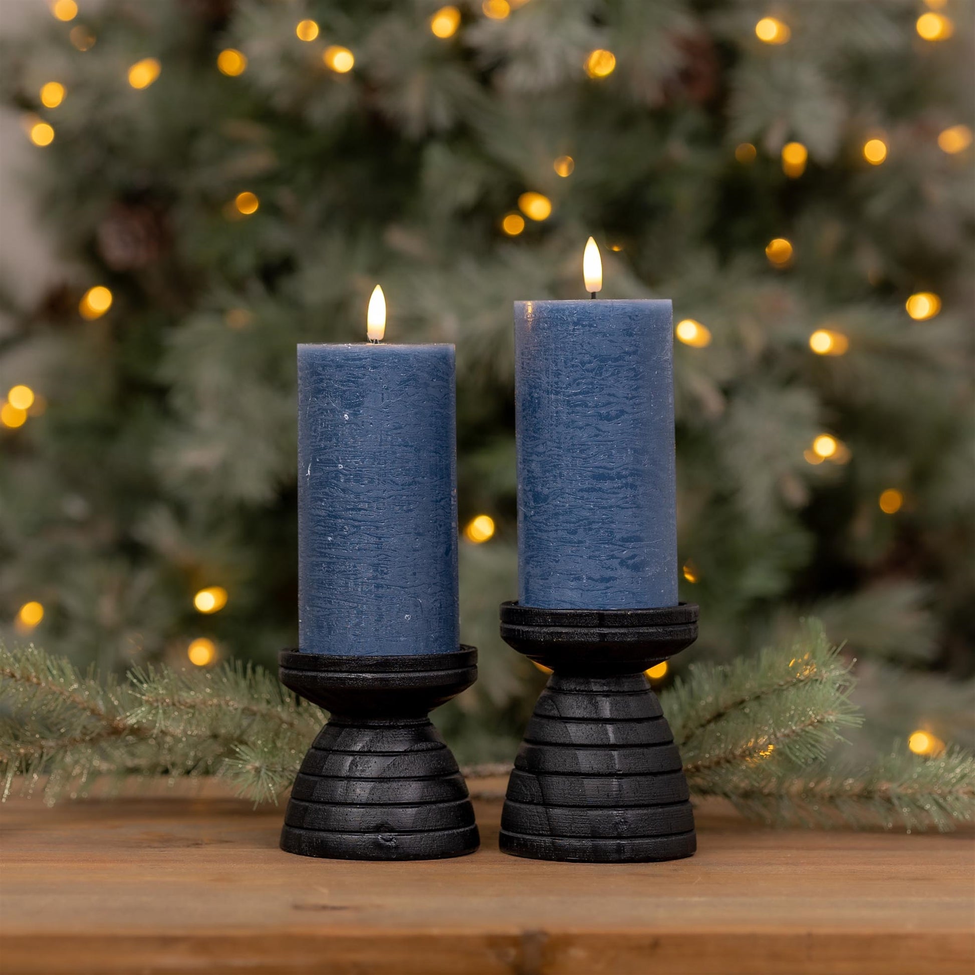 FIA Wick Blue Pillar Candle (Set of 2)
