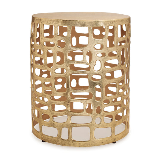 Round Abstract Cut Out Metal Accent Table 19"H