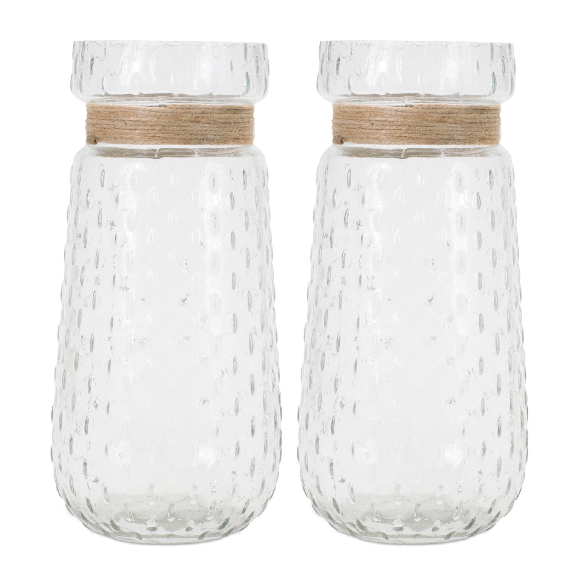 Texture Glass Vase with Jute Accent (Set of 2)