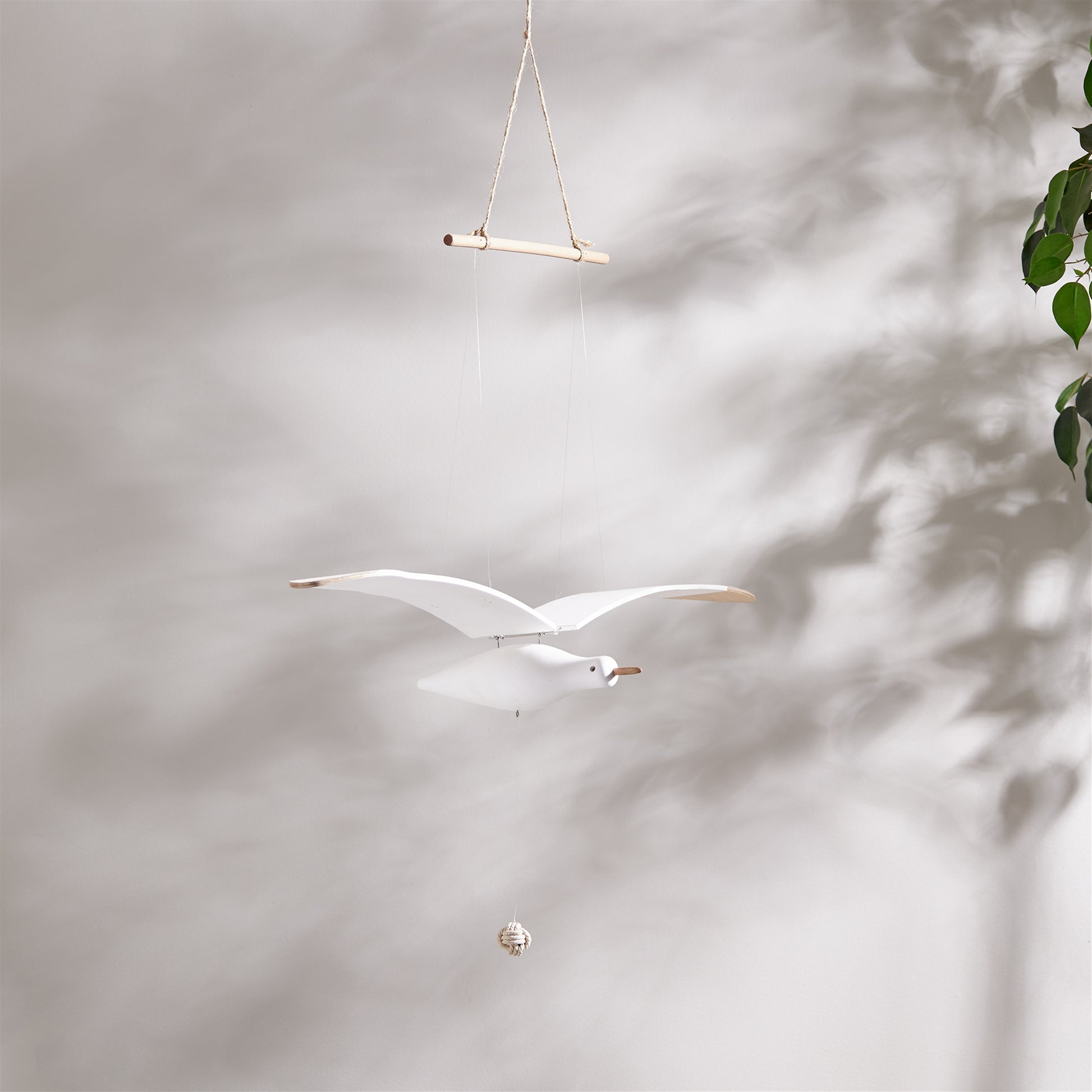Hanging Wood Sea Bird Decor 37"H