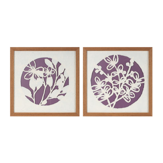Framed Floral Wall Art Under Glass (Set of 2)