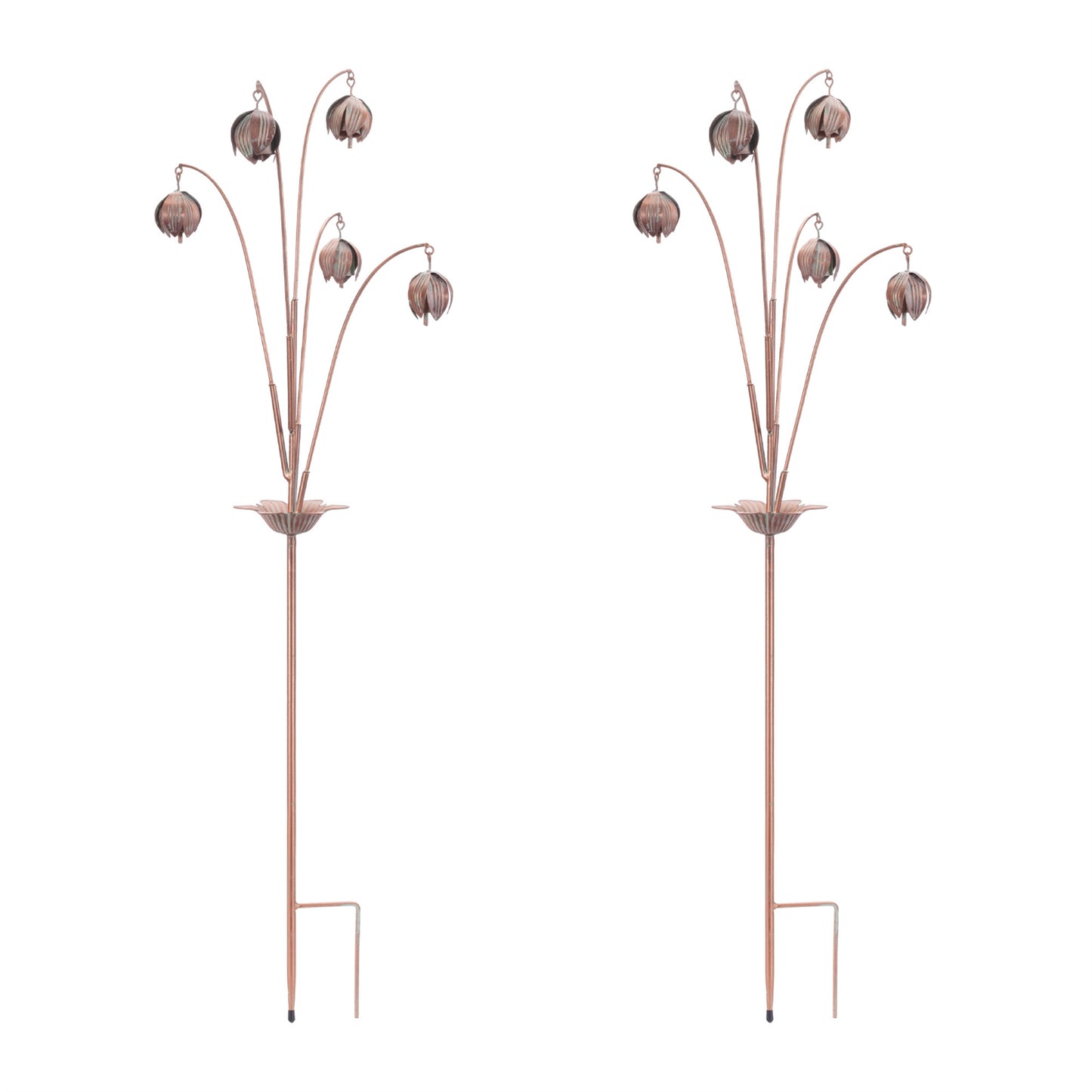 Iron Floral Spray Garden Stake (Set of 2)