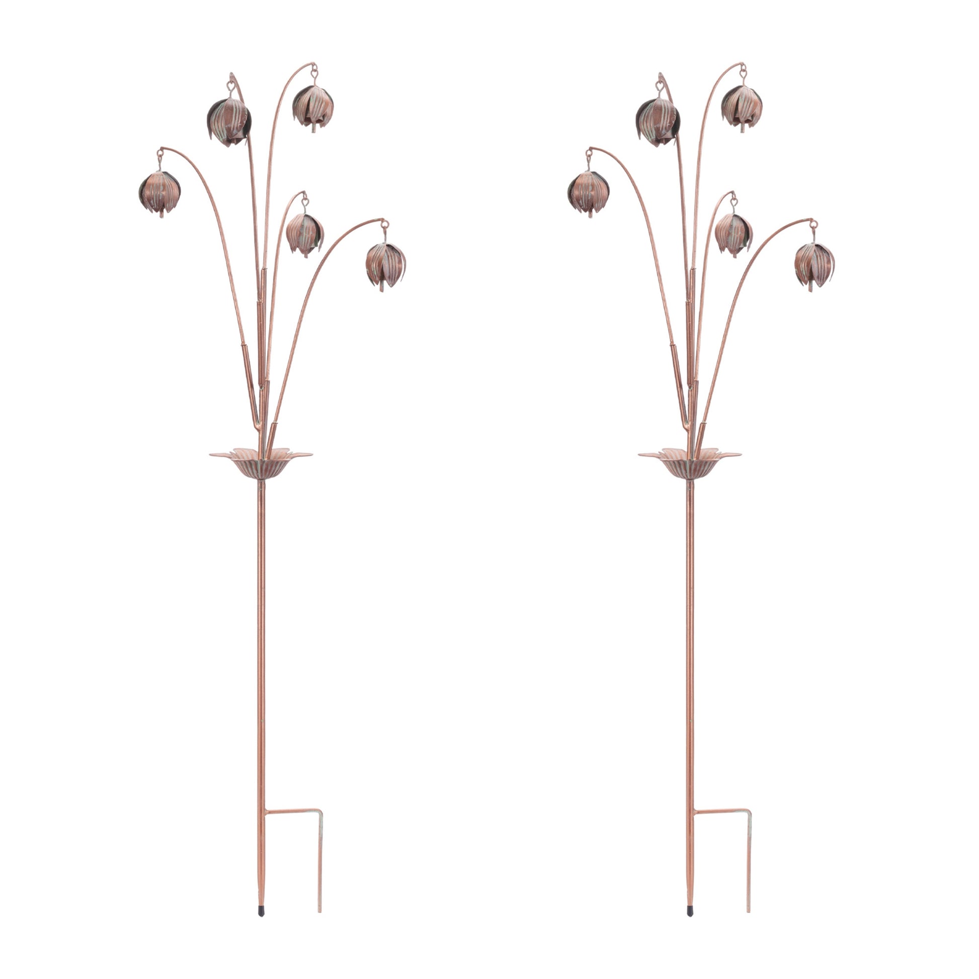 Iron Floral Spray Garden Stake (Set of 2)