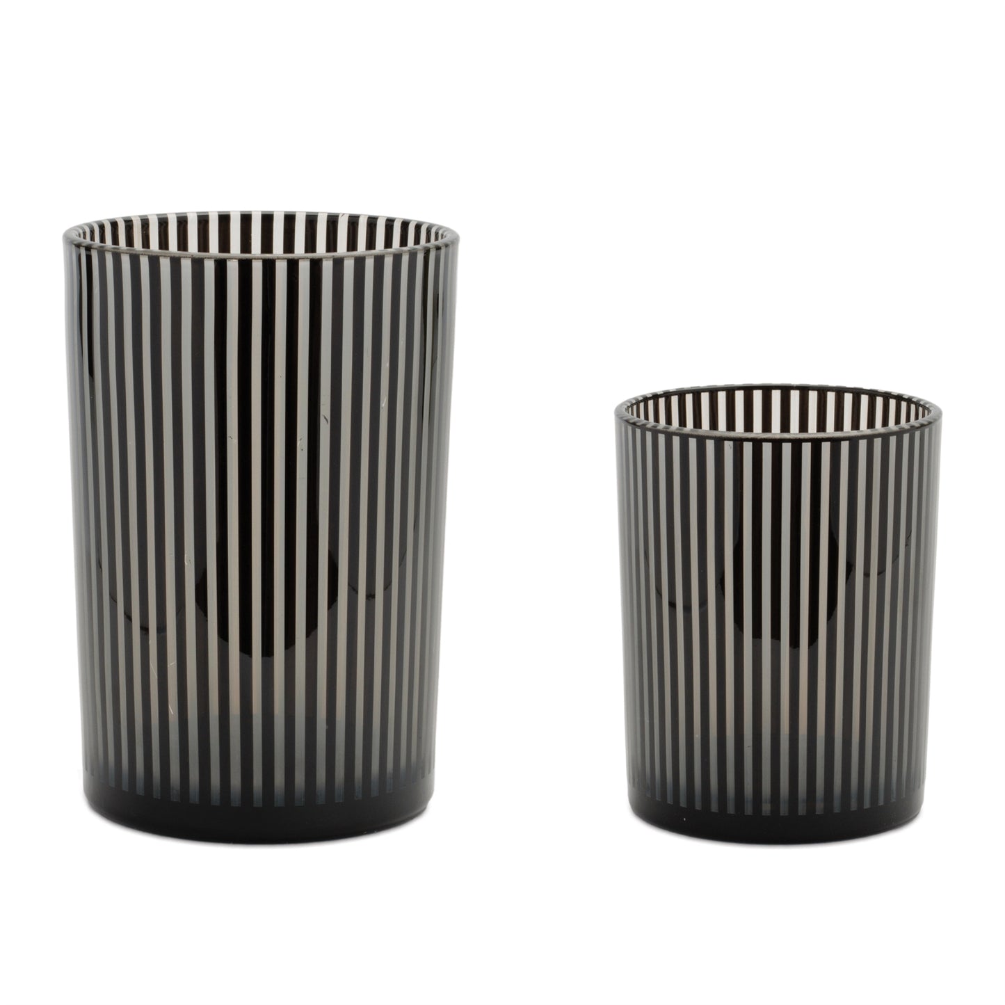 Srtiped Glass Candle Holder (Set of 2)