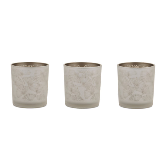 Set of 3 Silver & Gold Glass Votive Candle Holders