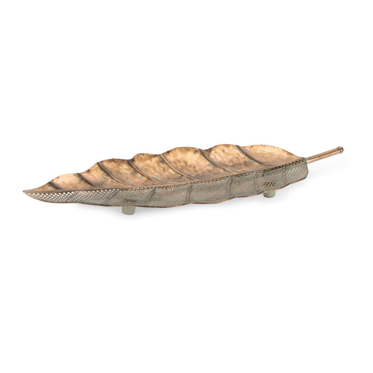 Distressed Metal Leaf Tray (Set of 2)