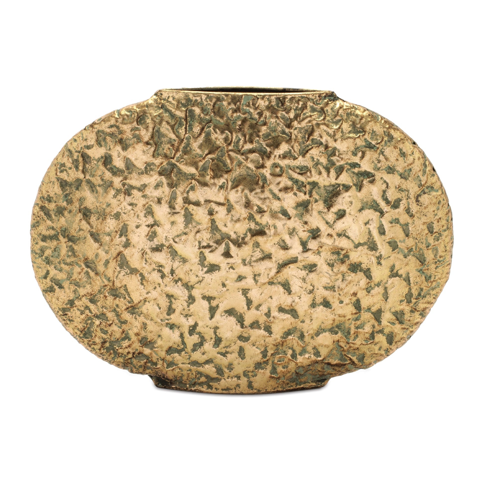 Distressed Flat Metal Vase (Set of 2)