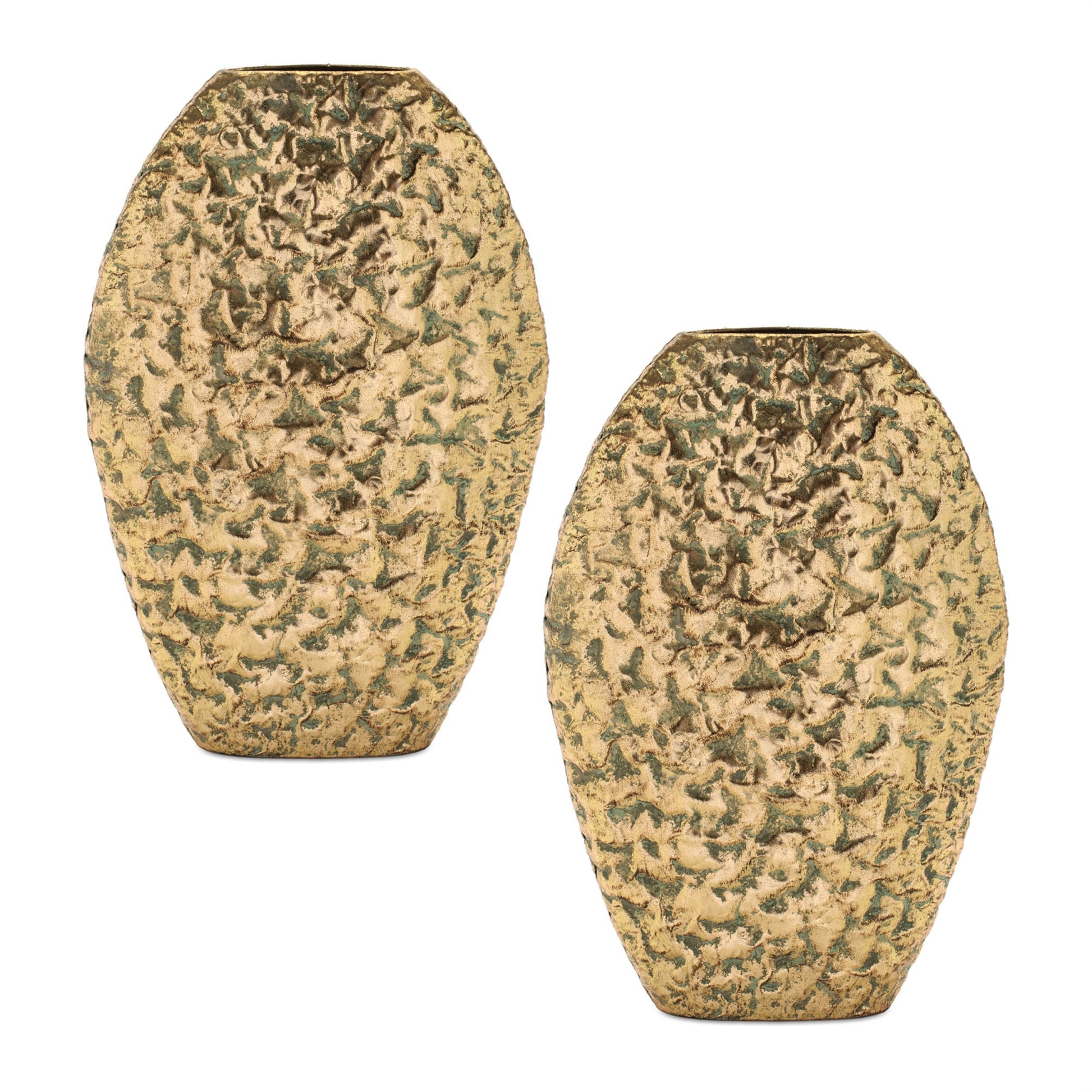 Distressed Flat Metal Vase (Set of 2)