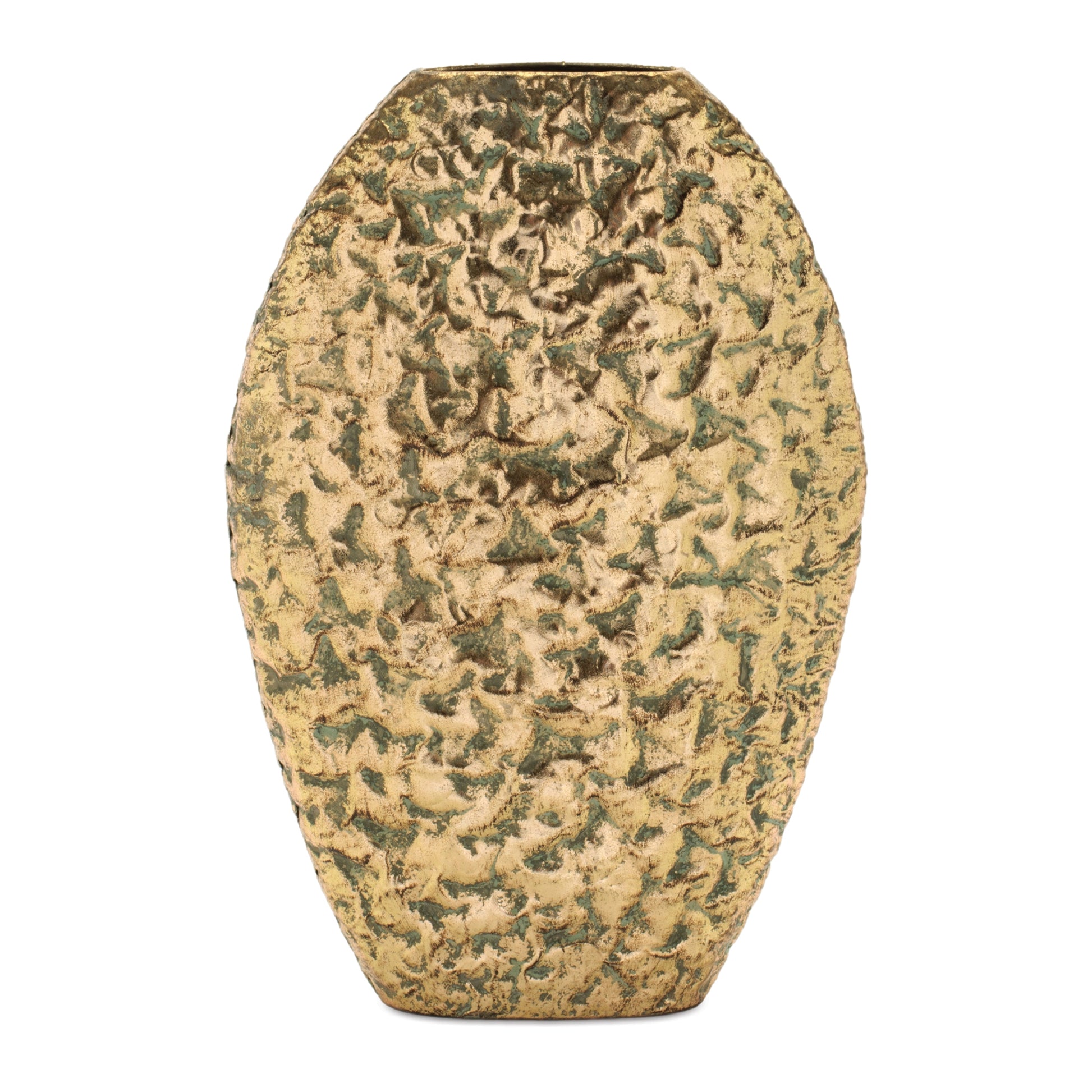 Distressed Flat Metal Vase (Set of 2)