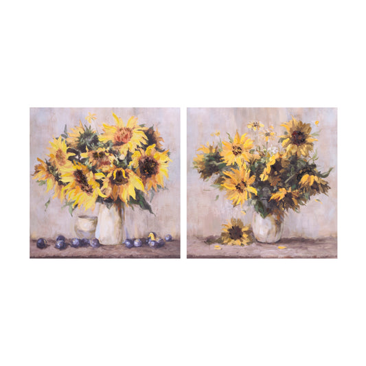 Sunflower Vase Canvas Wall Art 32"L (Set of 2)