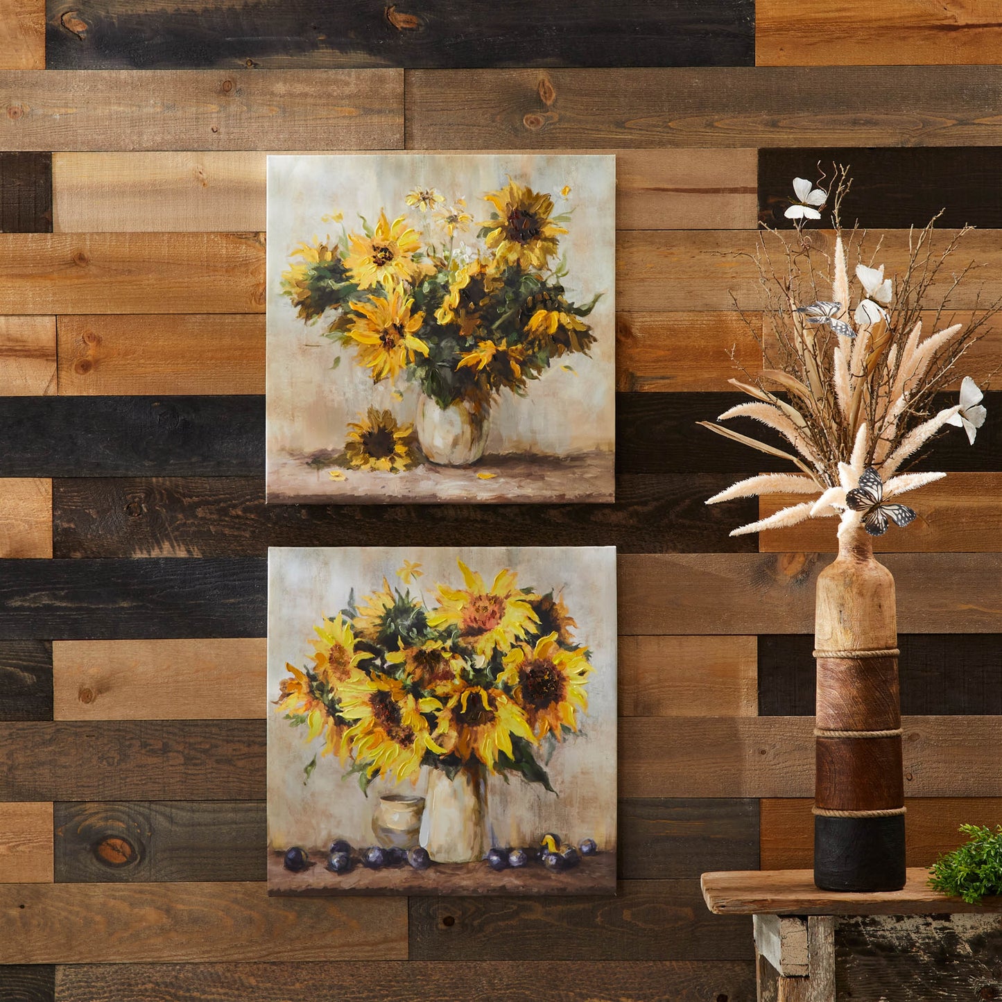 Sunflower Vase Canvas Wall Art 32"L (Set of 2)