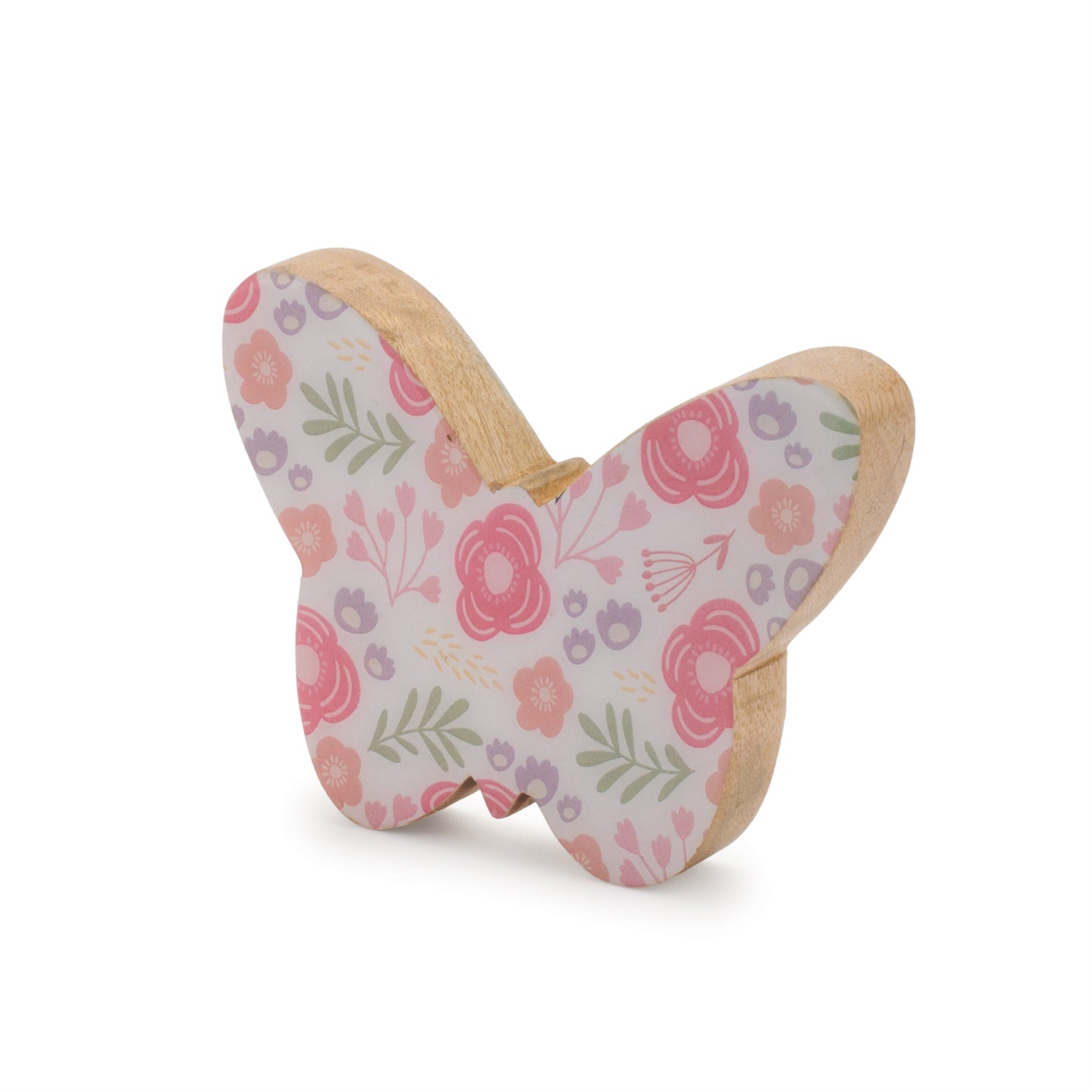Wood Floral Patterned Butterfly Decor (Set of 2)