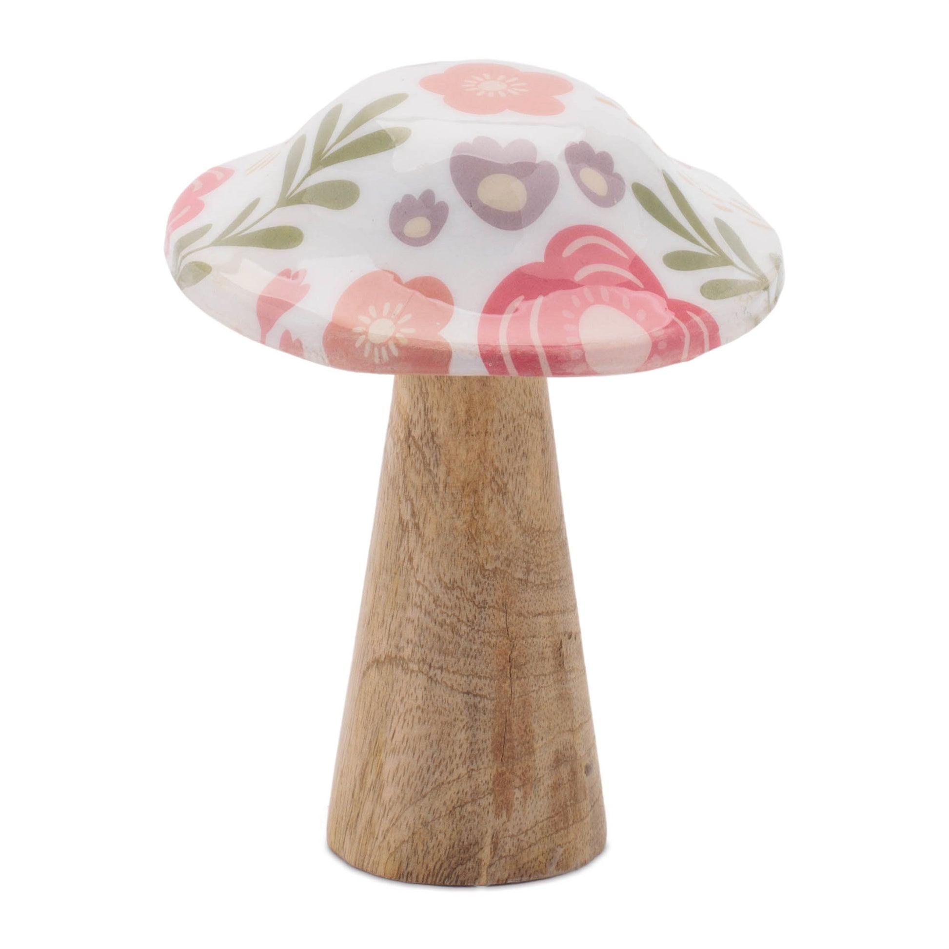 Wood Floral Patterned Mushroom (Set of 2)