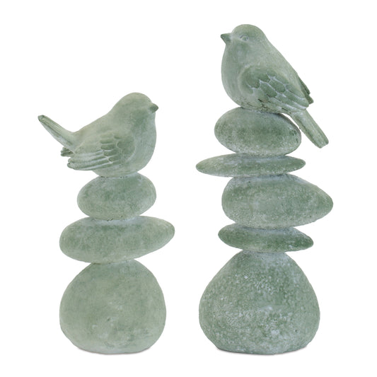Bird on Rock Stack Figurine (Set of 4)
