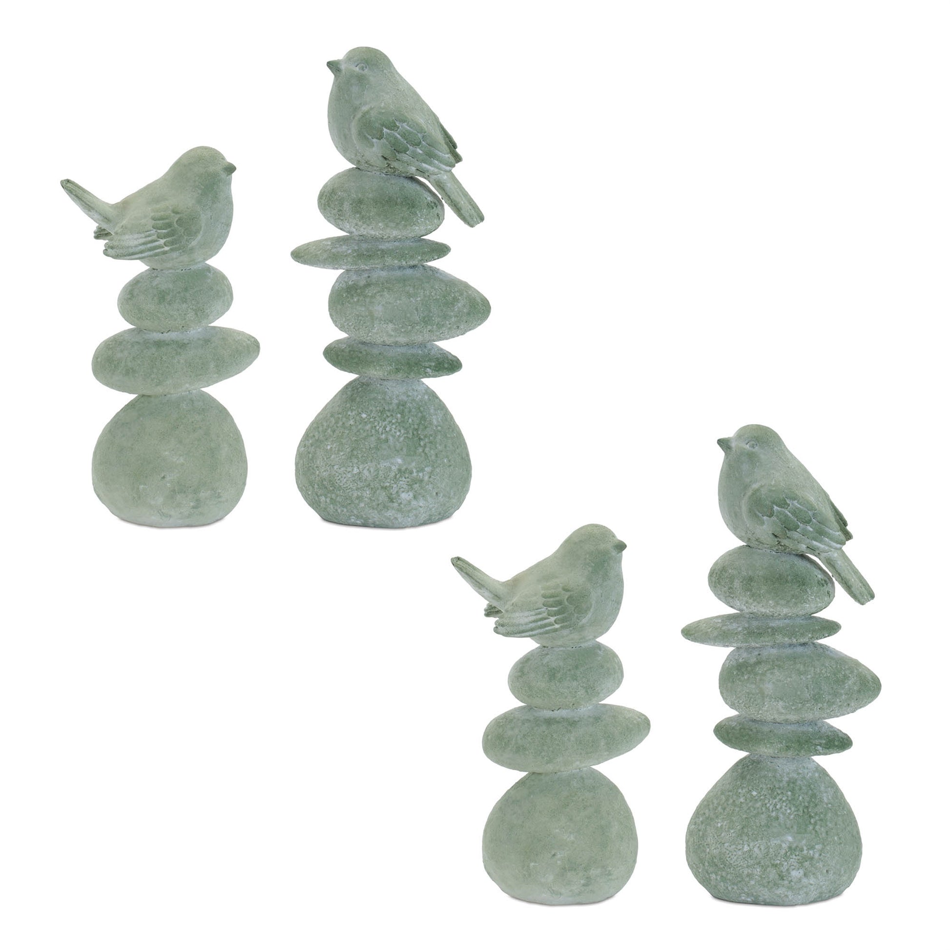 Bird on Rock Stack Figurine (Set of 4)