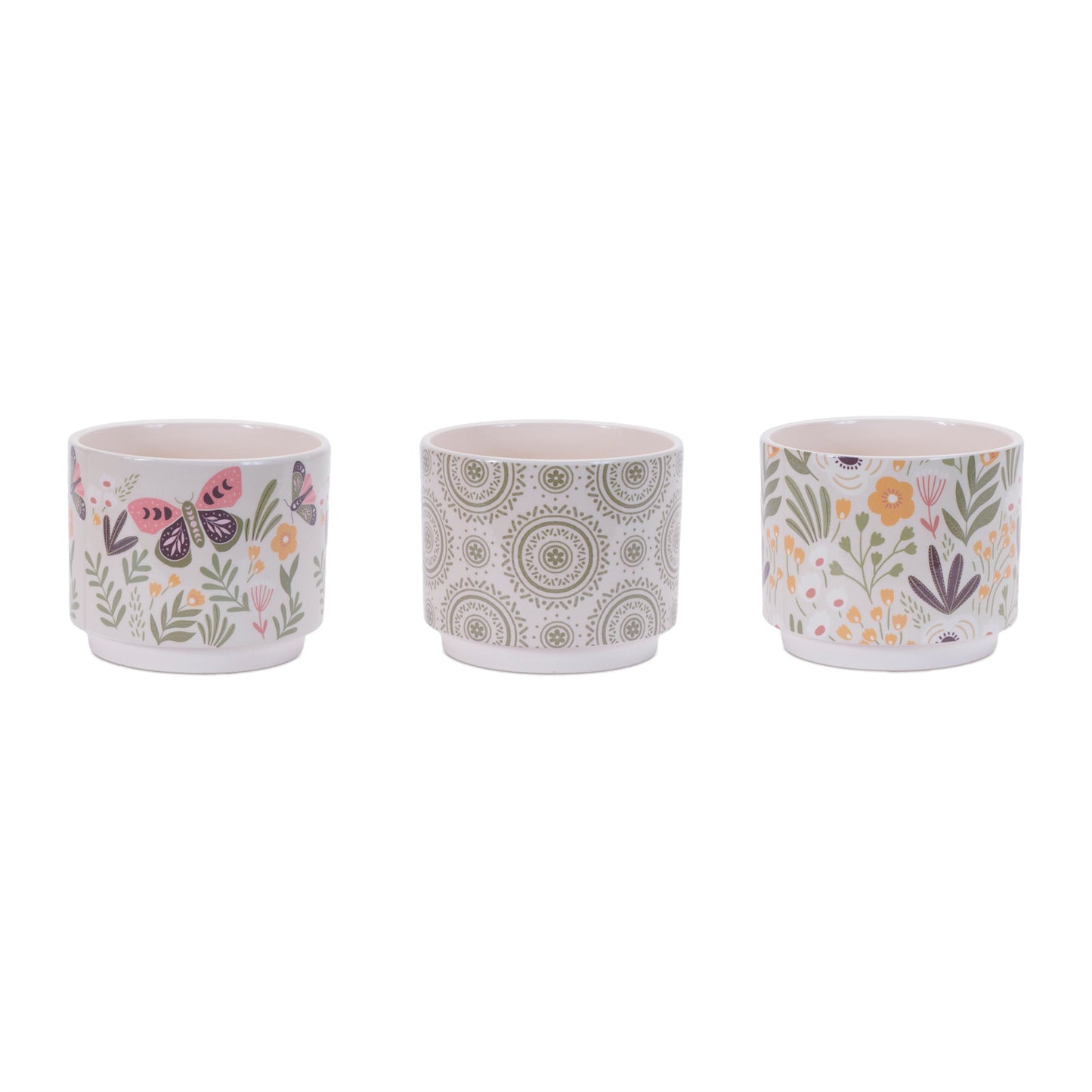 Stone Floral Patterned Planter (Set of 3)