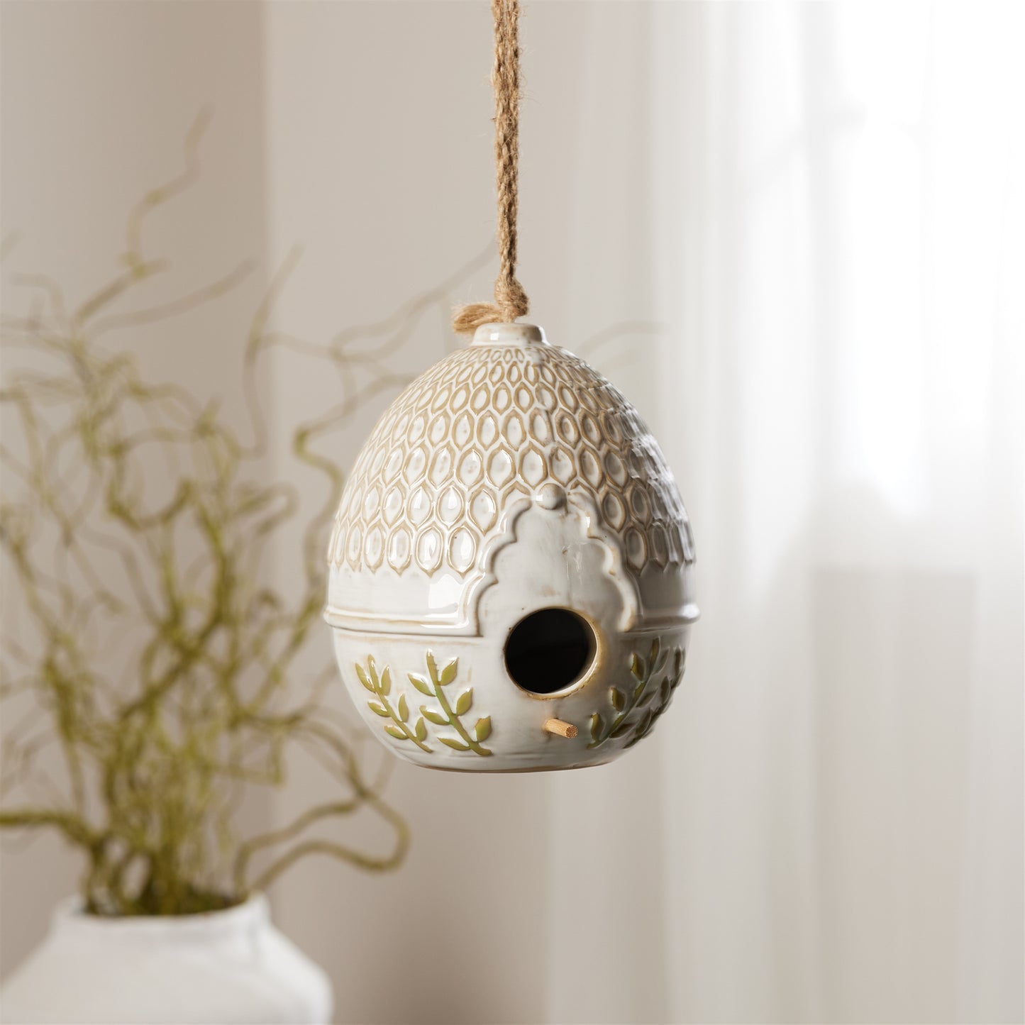 Ornate Porcelain Birdhouse (Set of 2)