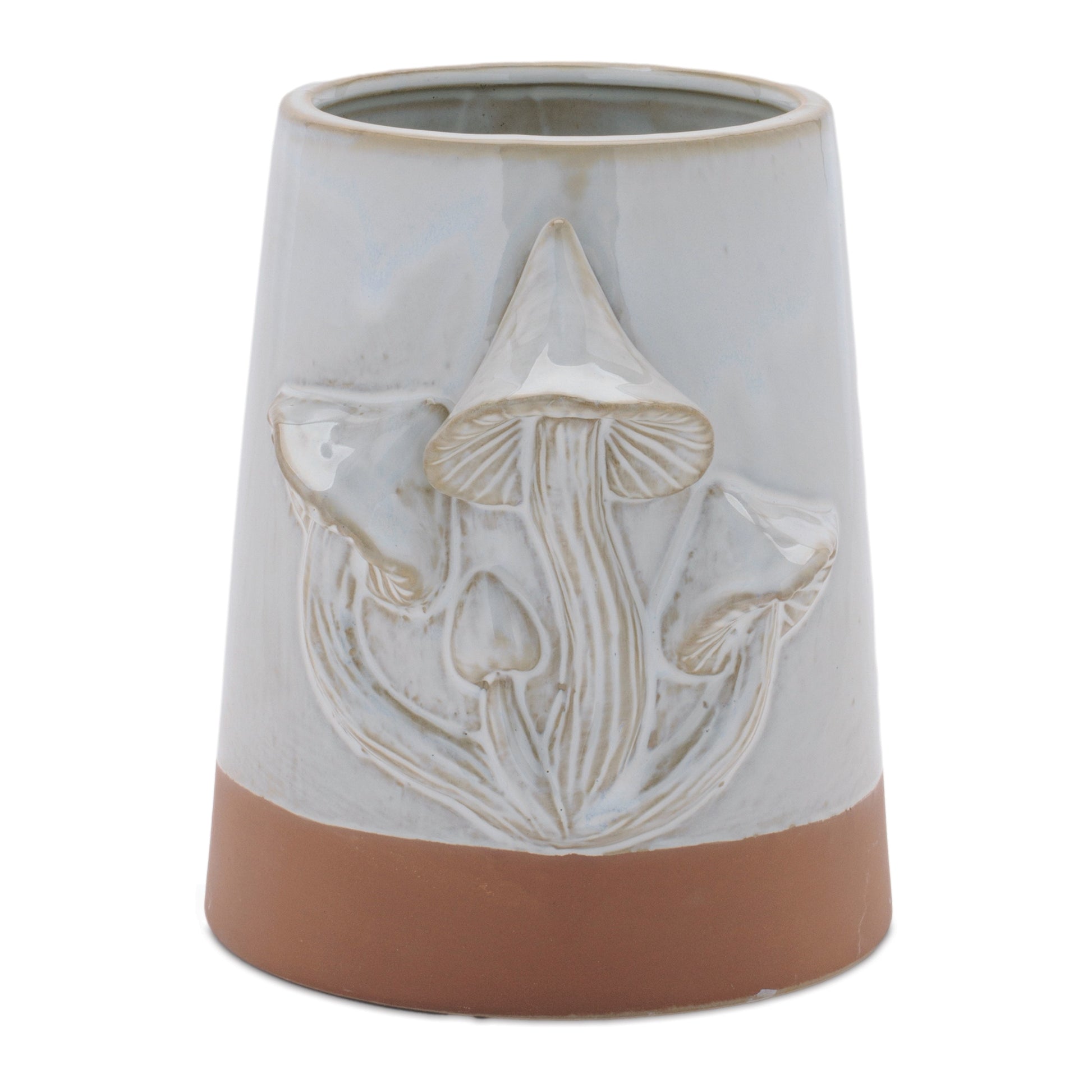 Tapered Porecelain Planter with Mushrooms (Set of 2)