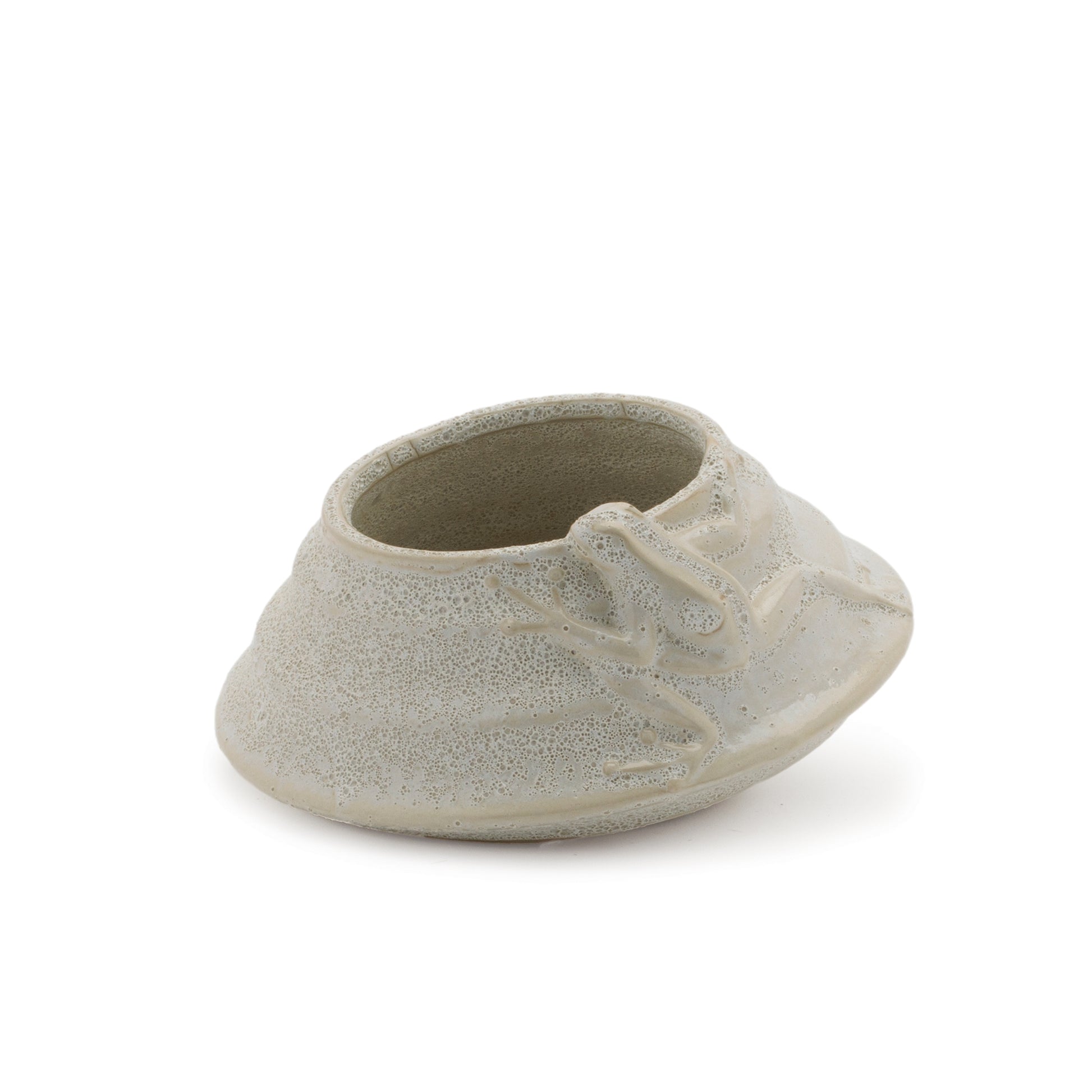 Round Porcelain Planter with Frog (Set of 2)