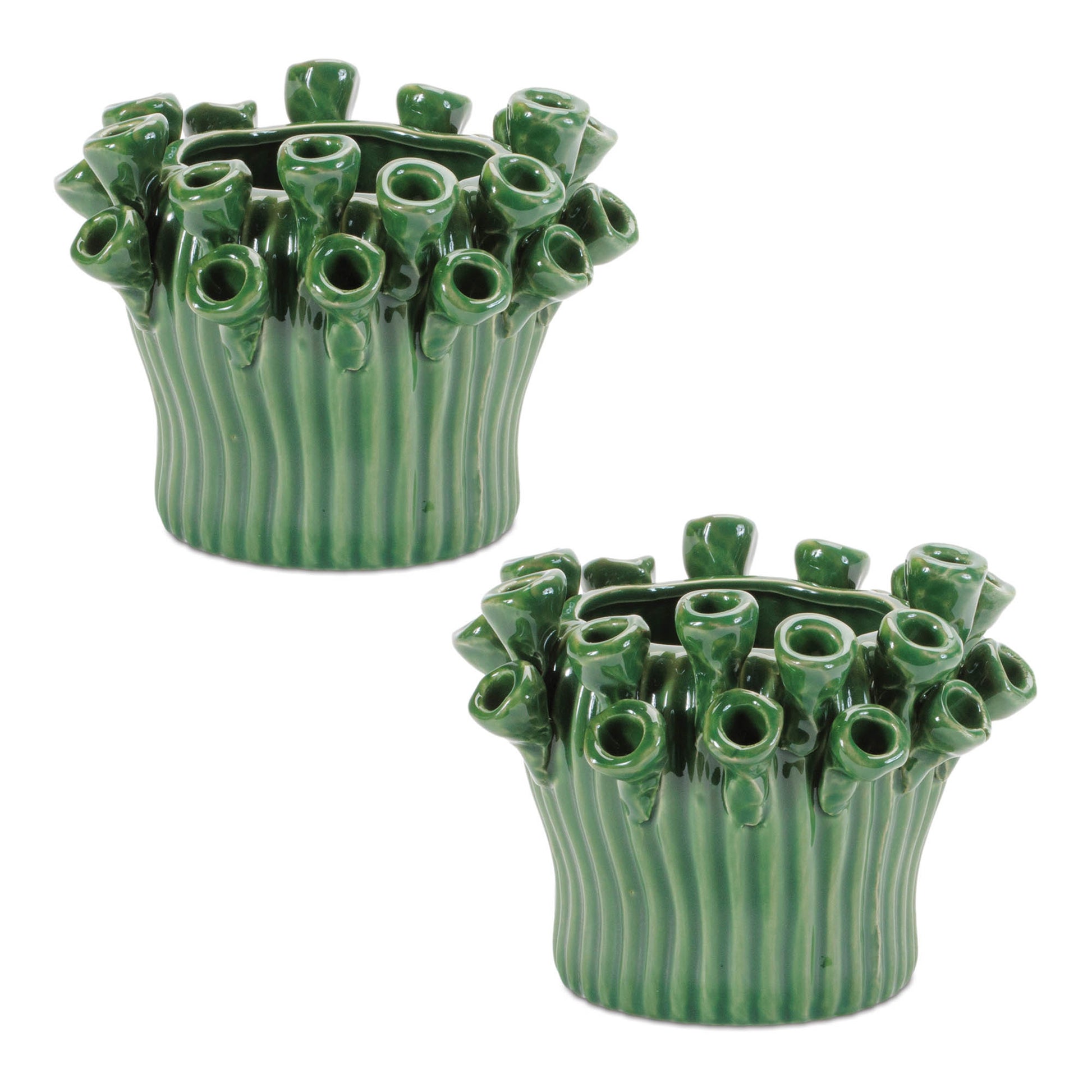 Storeware Bud Vase with Floral Accent (Set of 2)