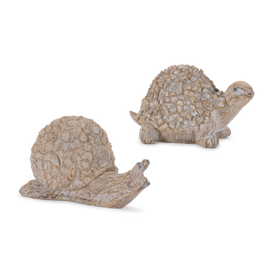 Floral Turtle and Snail Decor (Set of 2)