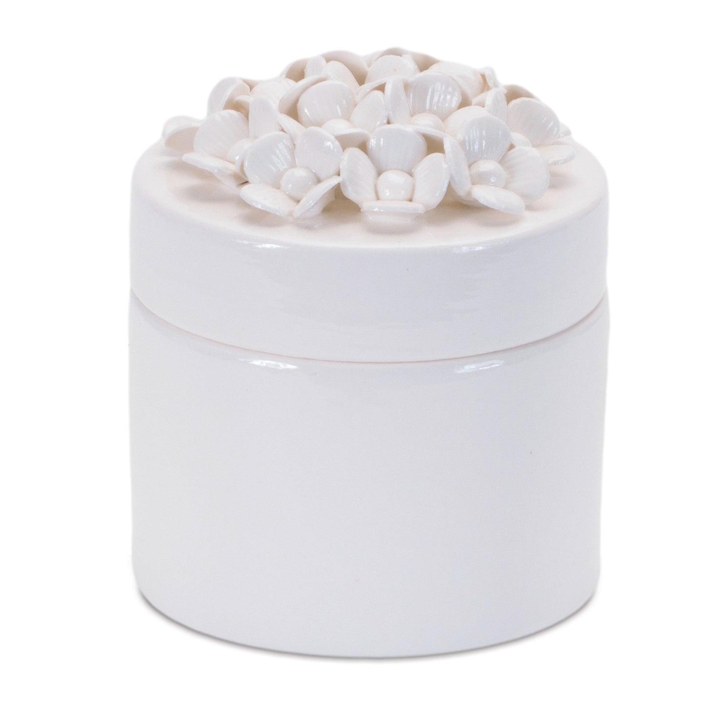 Stoneware Box with Floral Lid Accent (Set of 3)