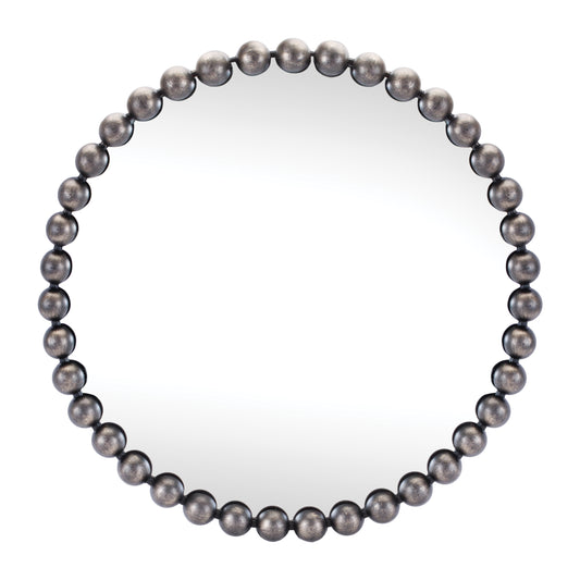 Round Beaded Metal Wall Mirror 23.5"D
