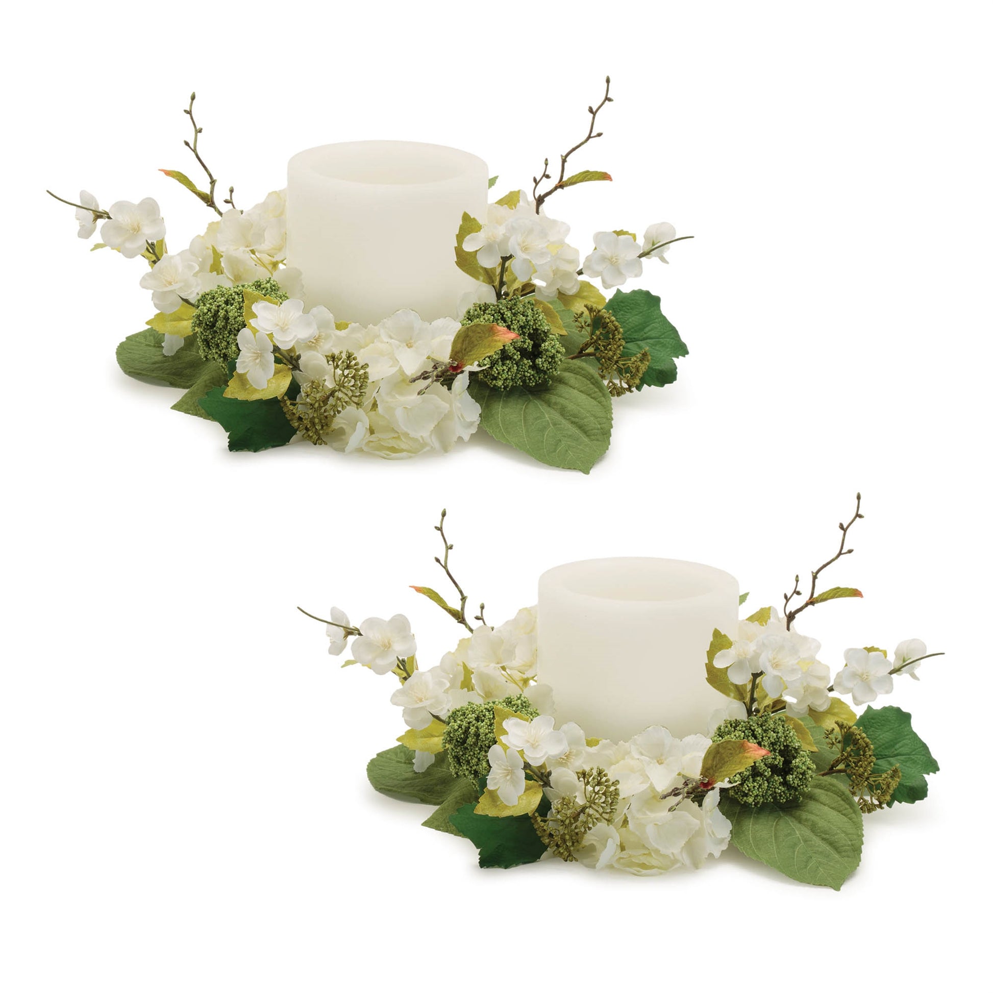 Hydrangea Floral Candle Ring (Set of 2)
