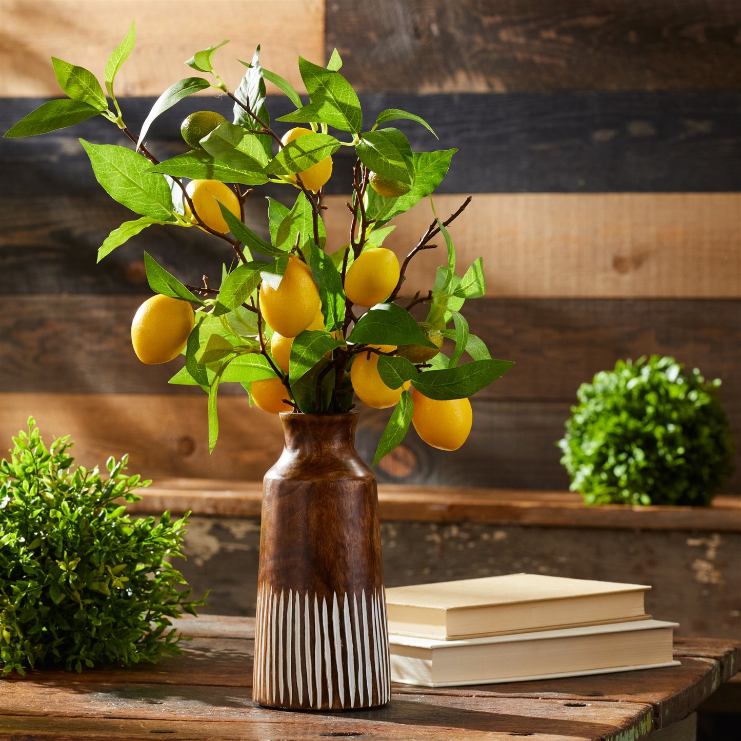 Lemon Fruit Foliage Branch (Set of 6)