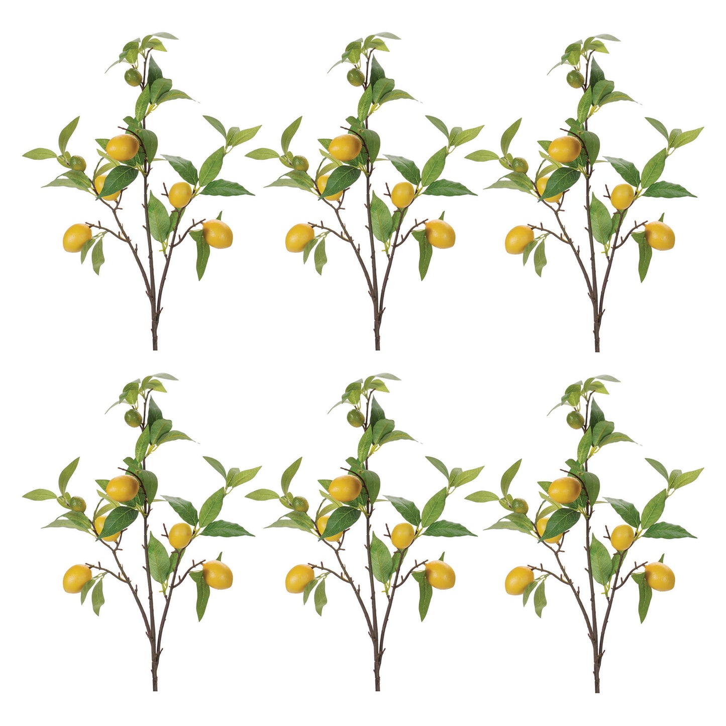 Lemon Fruit Foliage Branch (Set of 6)