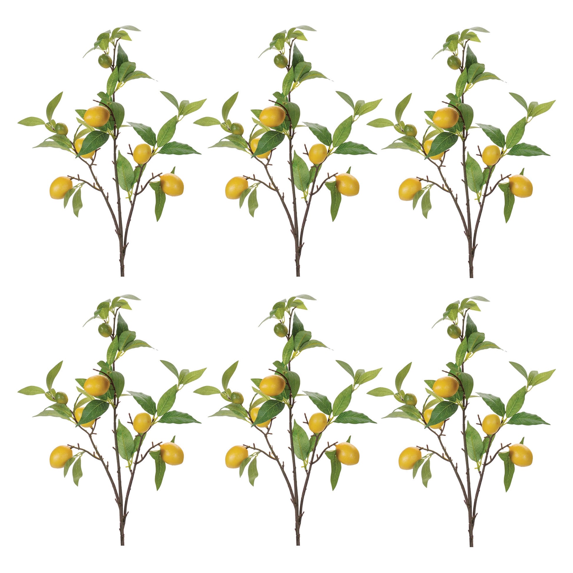 Lemon Fruit Foliage Branch (Set of 6)