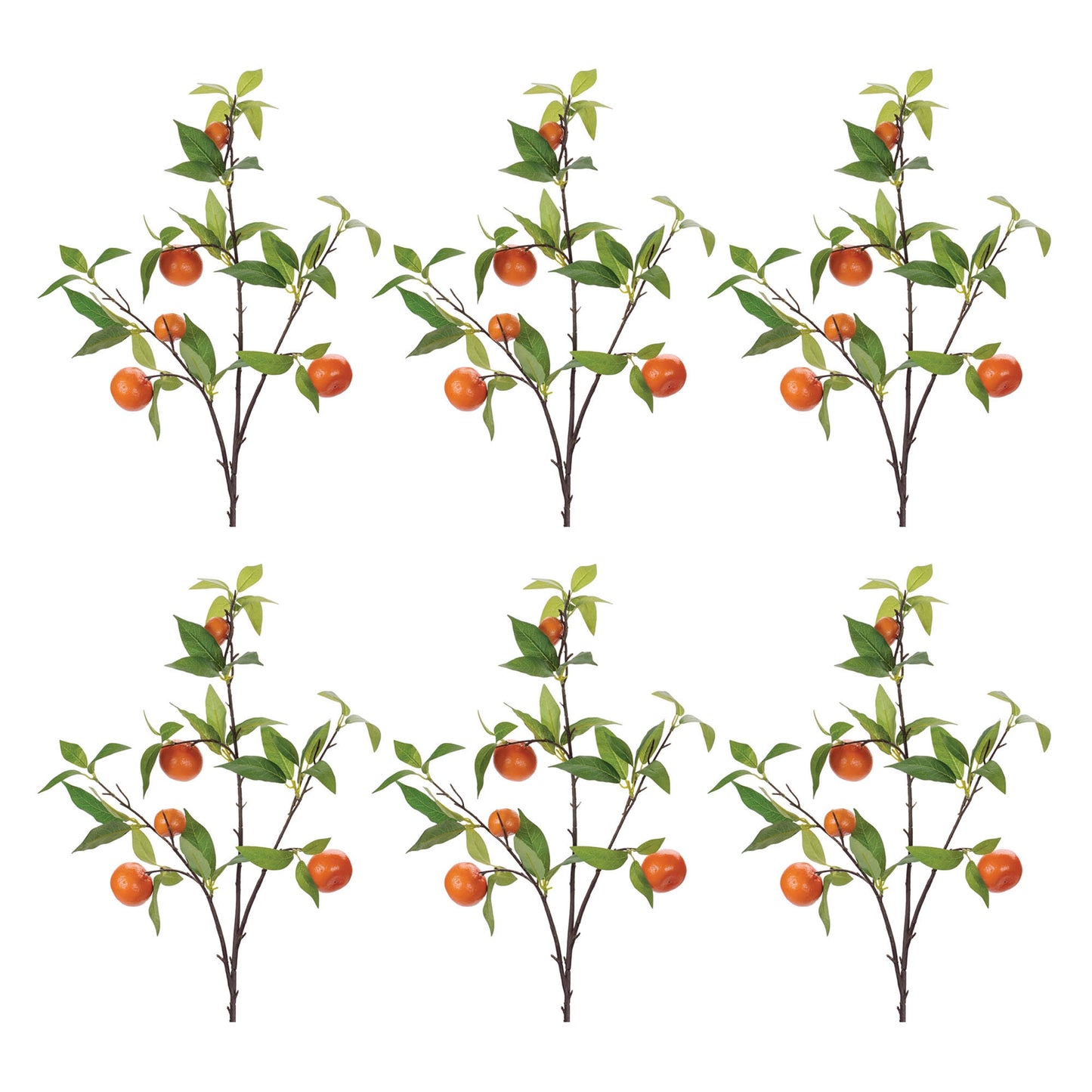 Orange Fruit Foliage Branch (Set of 6)
