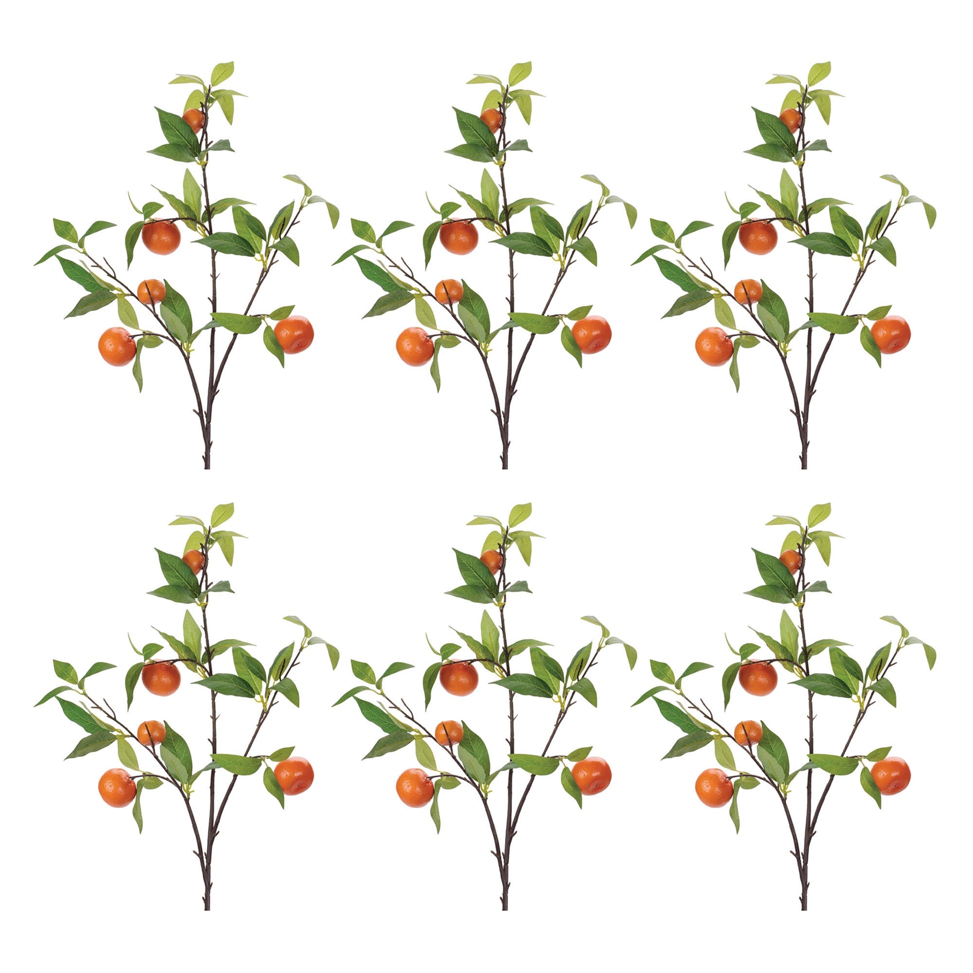Orange Fruit Foliage Branch (Set of 6)