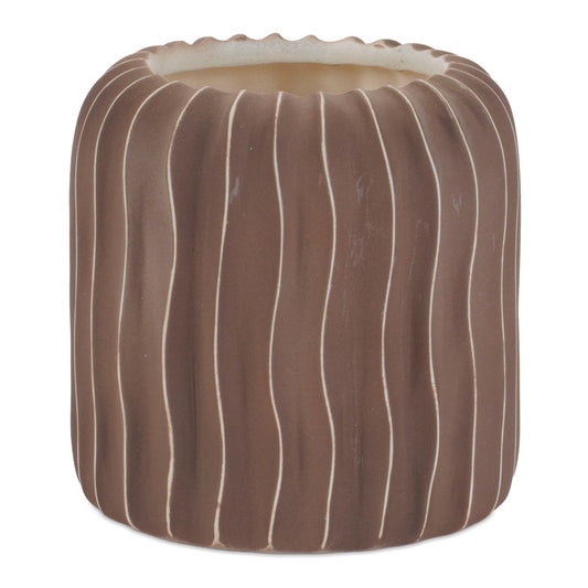 Wavy Ribbed Ceramic Vase (Set of 2)