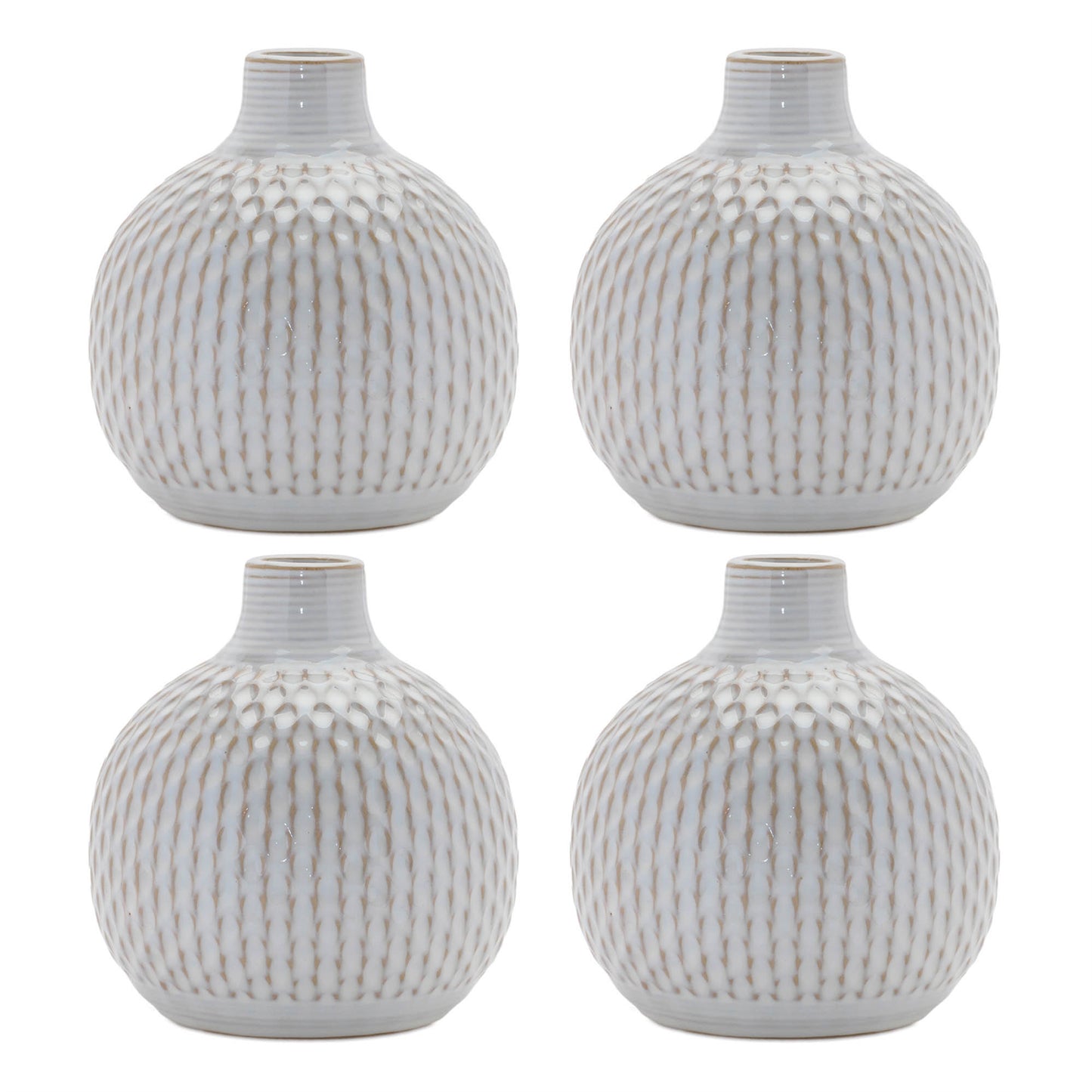 Notched Ceramic Bottle Vase (Set of 4)