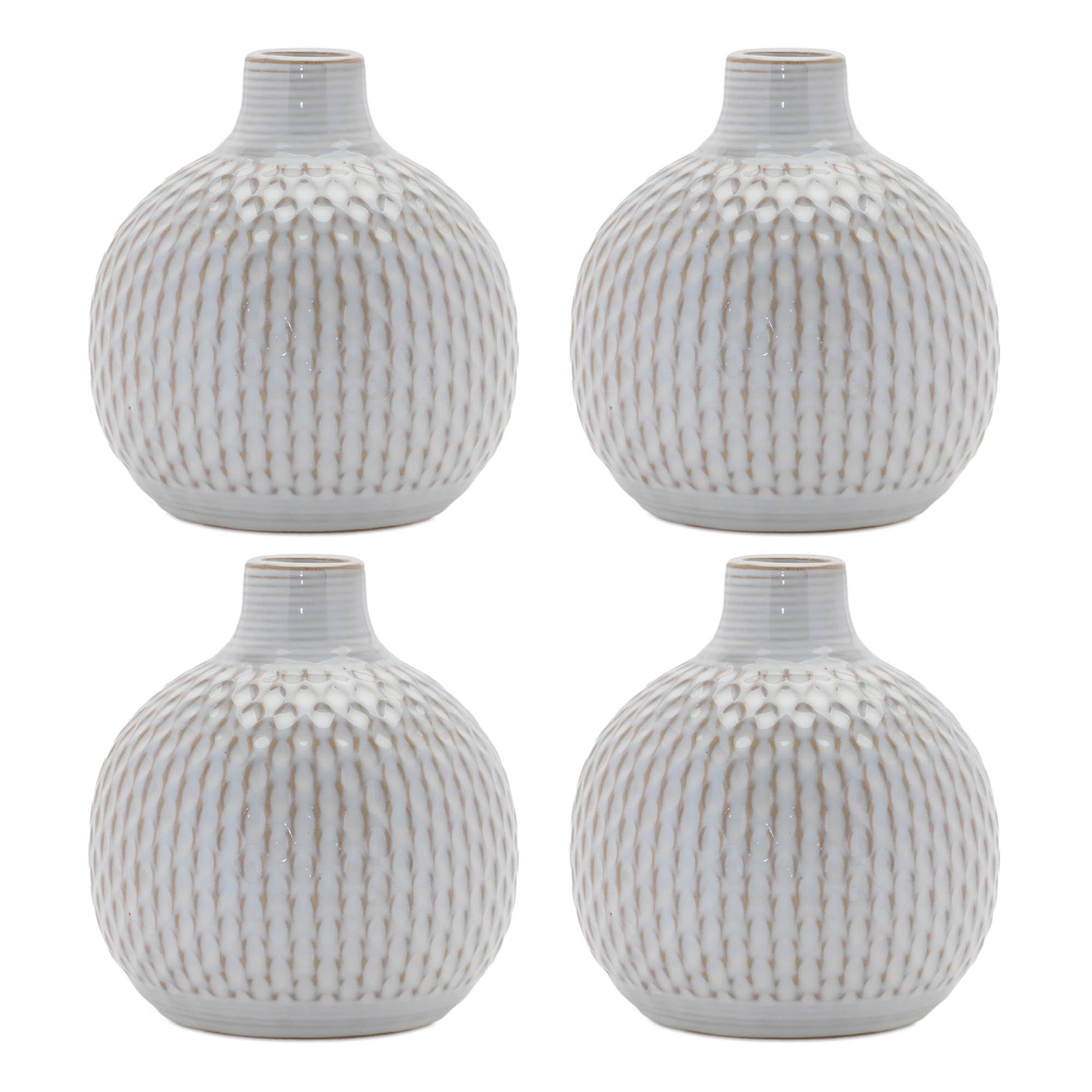Notched Ceramic Bottle Vase (Set of 4)
