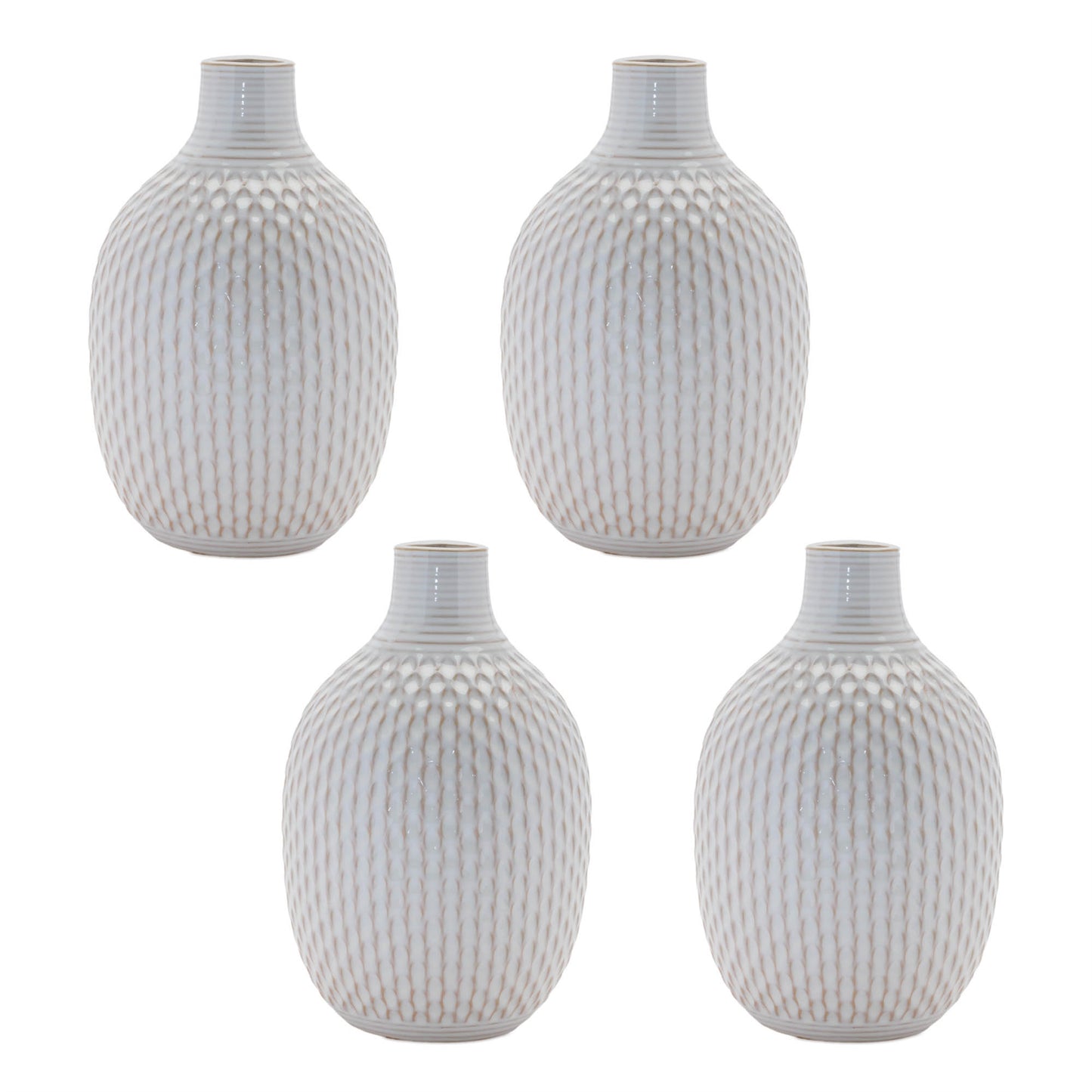 Notched Ceramic Bottle Vase (Set of 4)