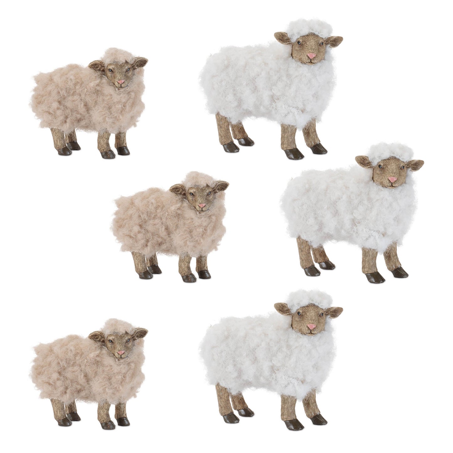 Furry Sheep Figurine (Set of 6)