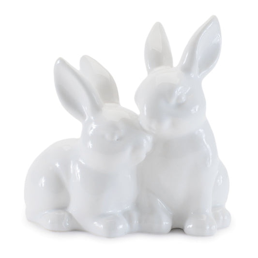 Ceramic Mini Garden Bunny Couple (Set of 4)