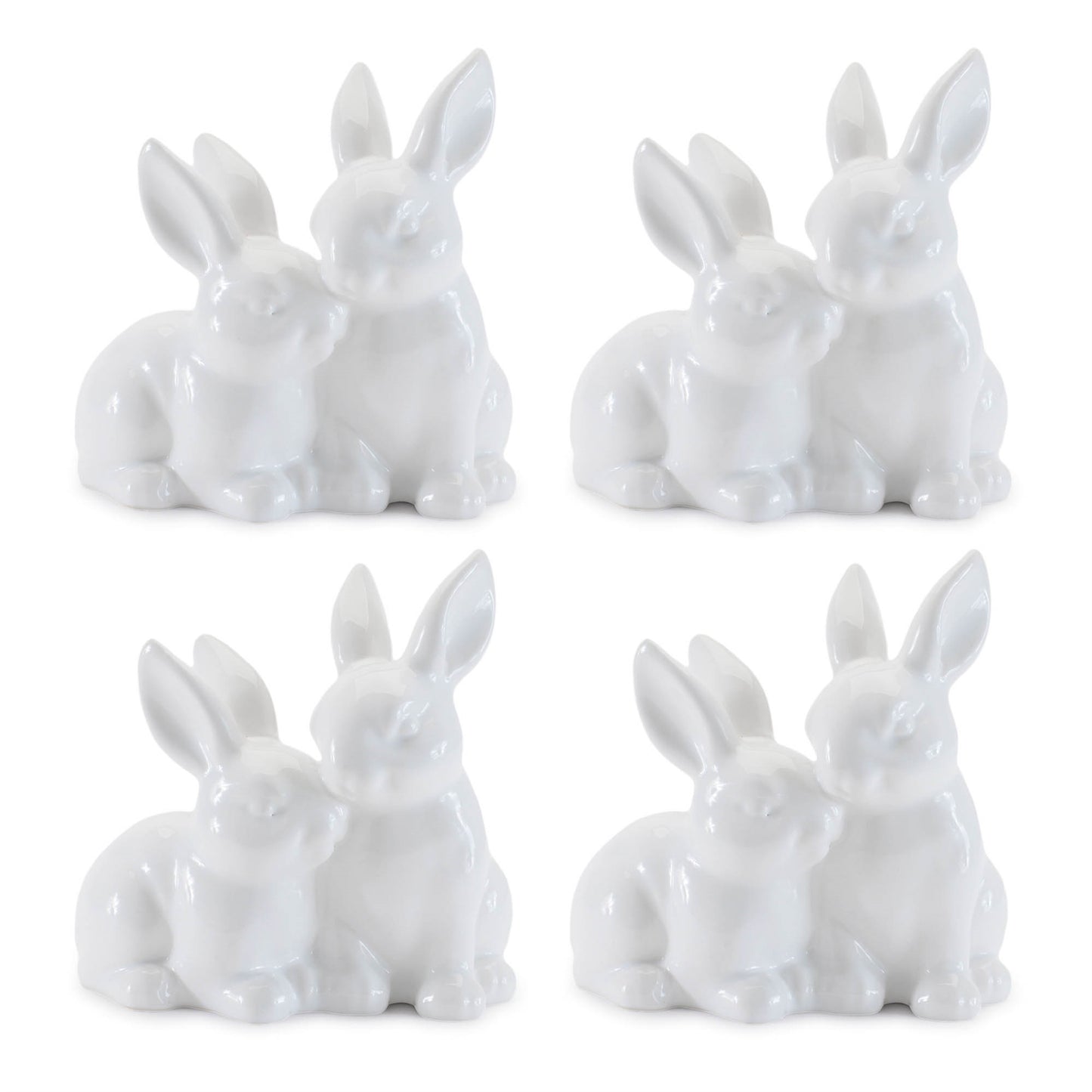 Ceramic Mini Garden Bunny Couple (Set of 4)